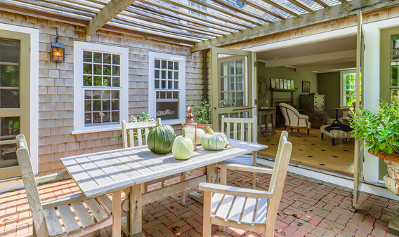 sun terrace with pumpkins